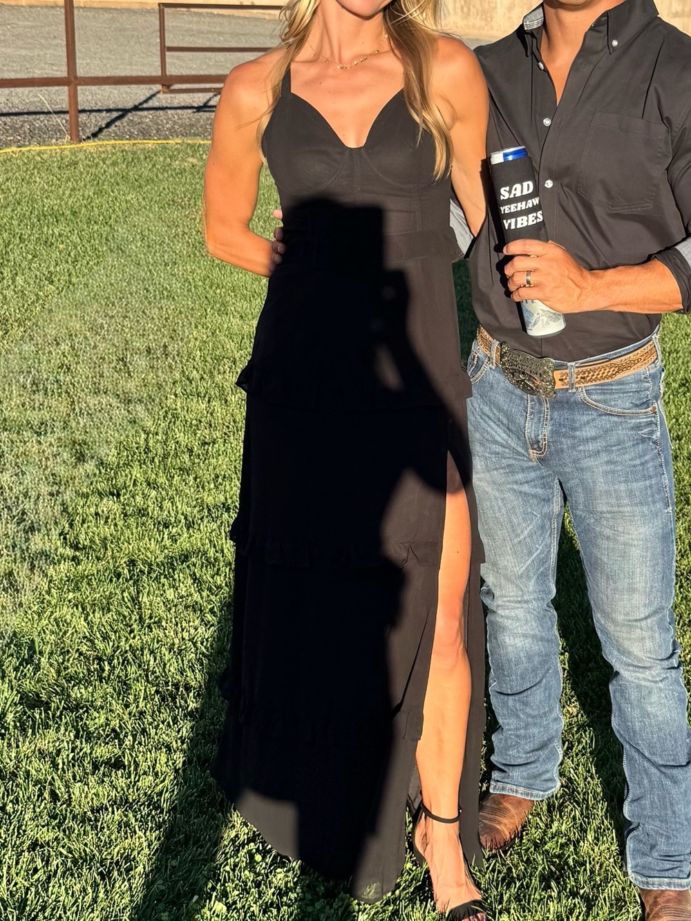 Lulu's Black Ruffle Maxi Dress with Thigh Slit - Picture 13 of 13